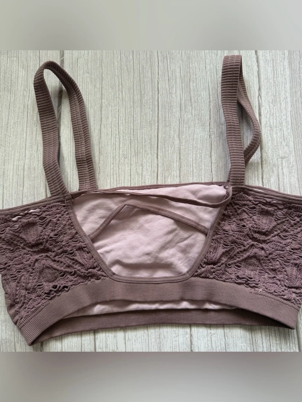 FP Movement by Free People Happiness Runs Floral Bandeau Bra Dusty Rose Size M/L